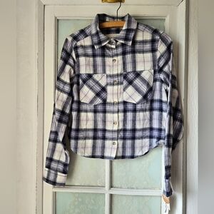 Wallflower Navy & White Plaid Button-Front Shirt – Small NWT